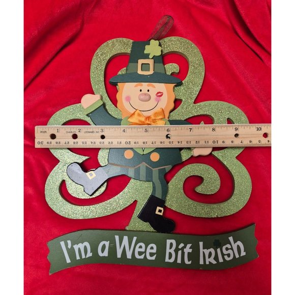 Im A Wee Bit Irish Glittery Shamrock & Leprechaun Hanging Decor - Picture 3 of 3